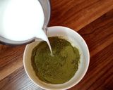 A picture of step 2 of Green & white panna cotta.