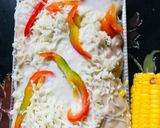 A picture of step 3 of Vegetable Corn cheese in white sauce.