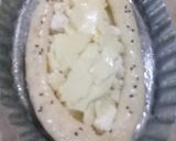 A picture of step 4 of Khachapuri with four cheese.