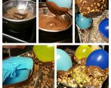 A picture of step 3 of Edible Ferrero Rocher Cup With Mousse Chocolate Drizzle And Ferrero In Middle.
