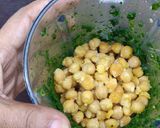 A picture of step 2 of Palak Chickpea kebab with cheese filling.