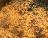 A picture of step 3 of Leftover Beef Qorma Pilao Qorma flip into Qorma Pilao.