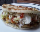 Foto del paso 8 de la receta: Pan🥐 turco relleno con milanesas de berenjena🍆 y calabacín🌮