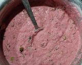 A picture of step 2 of Beetroot Cheela with Coriander chutney.