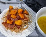 A picture of step 3 of Parma ham and butternut pasta.