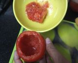 A picture of step 3 of Soya stuff tomato.