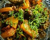 A picture of step 1 of Masala Aloo Bhindi.