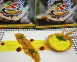 A picture of step 4 of Cheesey turmeric crumbled pudding tart.