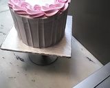 A picture of step 8 of 8 inch tall chocolate brownie cake.