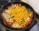 Une image de l'étape 14 de Poulet façon chili verde (maïs, poivrons, citrons verts).