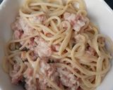 Foto del paso 4 de la receta Espaguetis con crema de queso y jamón