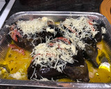 Foto del paso 7 de la receta: Berenjenas en abanico de jamón, lacón y jamón dulce o York con tomate y mozzarella