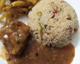 A picture of step 5 of Spicy chicken machurian with fried rice and masala fries.