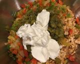 A picture of step 5 of Fajita green chile enchiladas.