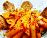 A picture of step 9 of Orange Penne Pasta with Crispy Herb Bread.