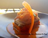 Foto del paso 3 de la receta: Caballa a la Parrilla sobre Pastel de Zanahorias Especiadas y Gambas al estilo Po´Boy