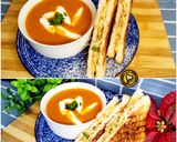 A picture of step 6 of Restaurant Style Classic Tomato Soup and Grilled Cheese Sandwich.
