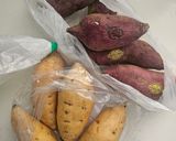Gambar langkah 1 resipi Baked Sweet Potato Fries.