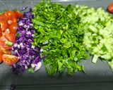 A picture of step 2 of Kisir (Turkish Salad).