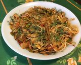 Une image de l'étape 17 de Spaghettis tricolores à la pancetta, poivrons, tomates, champignons et gruyère.