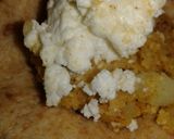 A picture of step 3 of Besan sev with bread pakora.