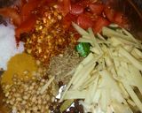 A picture of step 2 of Bhunna qeema with chapati.