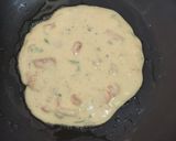 A picture of step 6 of Masala Uttapams with Mint-Almond chutney.