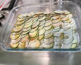Une image de l'étape 14 de Gratin de courgettes et pommes de terre au lomo et roquefort.