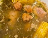 A picture of step 1 of Chicken and Crab Bánh Canh.