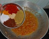 A picture of step 4 of Maharashtrian Sev bhaji.