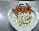รูปขั้นตอนการทำที่ 4 ของ กุ้งผักโขมอบชีส (Baked prawns with spinach and cheese)