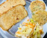 A picture of step 6 of Aloo Tikki with Salad & Bread🥗🥗.