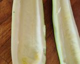 A picture of step 1 of Stuffed Zucchini Gratin in a Dutch Oven.