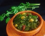 A picture of step 5 of Helencha Saag Bhaji (Stir Fried Buffalo Spinach).