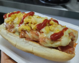 Foto del paso 12 de la receta: Perrito🌭caliente con jamón🥯y ensalada🥓🥯🧀🧅🍎🥕