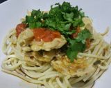 A picture of step 11 of Chicken with a Mexican-inspired salsa.