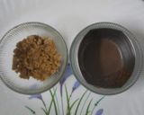 A picture of step 1 of Pheda fudge with chocolate sauce.