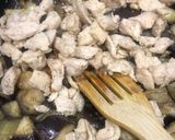 A picture of step 4 of Stir-fried eggplant with chicken (a twist on P.F. Chang’s stir-fried spicy eggplant recipe).