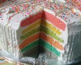 Foto langkah ke 7 dari resep Pocky B'day cake (base cake rainbow cake).
