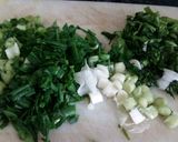 A picture of step 2 of Palak onion pakoda.