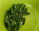 A picture of step 1 of Bhindi Bhaaji /Bhendi ko Tarkari/ Bhindi Sabzi.