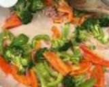 A picture of step 1 of Italian white sauce pasta.