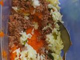 Calabaza rellena con arroz y carne picada
