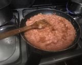 A picture of step 5 of Shakshuka with meethi lassi.