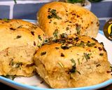 A picture of step 8 of No Egg No Maida Pure Veg Cheesy Garlic Bun And Swirl From Scratch Two Design One Dough.