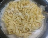 A picture of step 5 of Chicken fettuccine creamy pink pasta.