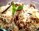 A picture of step 3 of White beef Biryani.