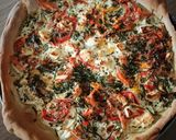 Une image de l'étape 5 de Pizza courgette poivron feta et truite fumée.