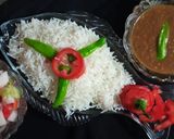 A picture of step 1 of Khatte Masar with boiled rice 🍽.