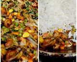 A picture of step 5 of Indo-Chinese Veg Schezwan Paneer Pulao.